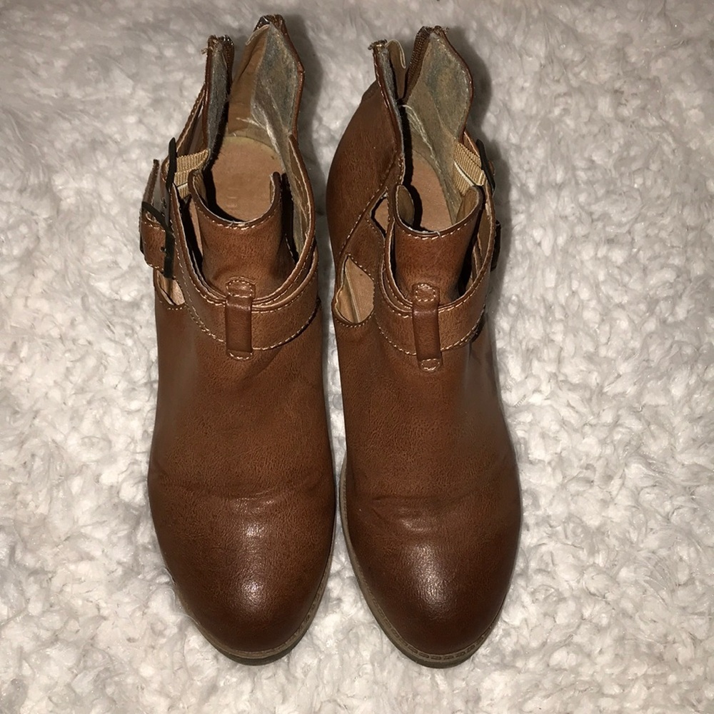 Maurice’s tan cutout booties